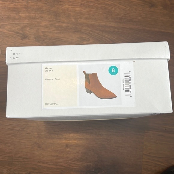 A New Day Gwen Boots Faux Suede Memory Foam Cognac Brown - Picture 6 of 8